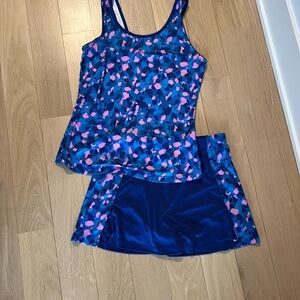 PGA Grand Slam Blue and Pink Patterned Tank and Skort 2-piece set